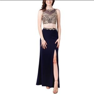Navy/Gold Gown for Banquet or Gala
